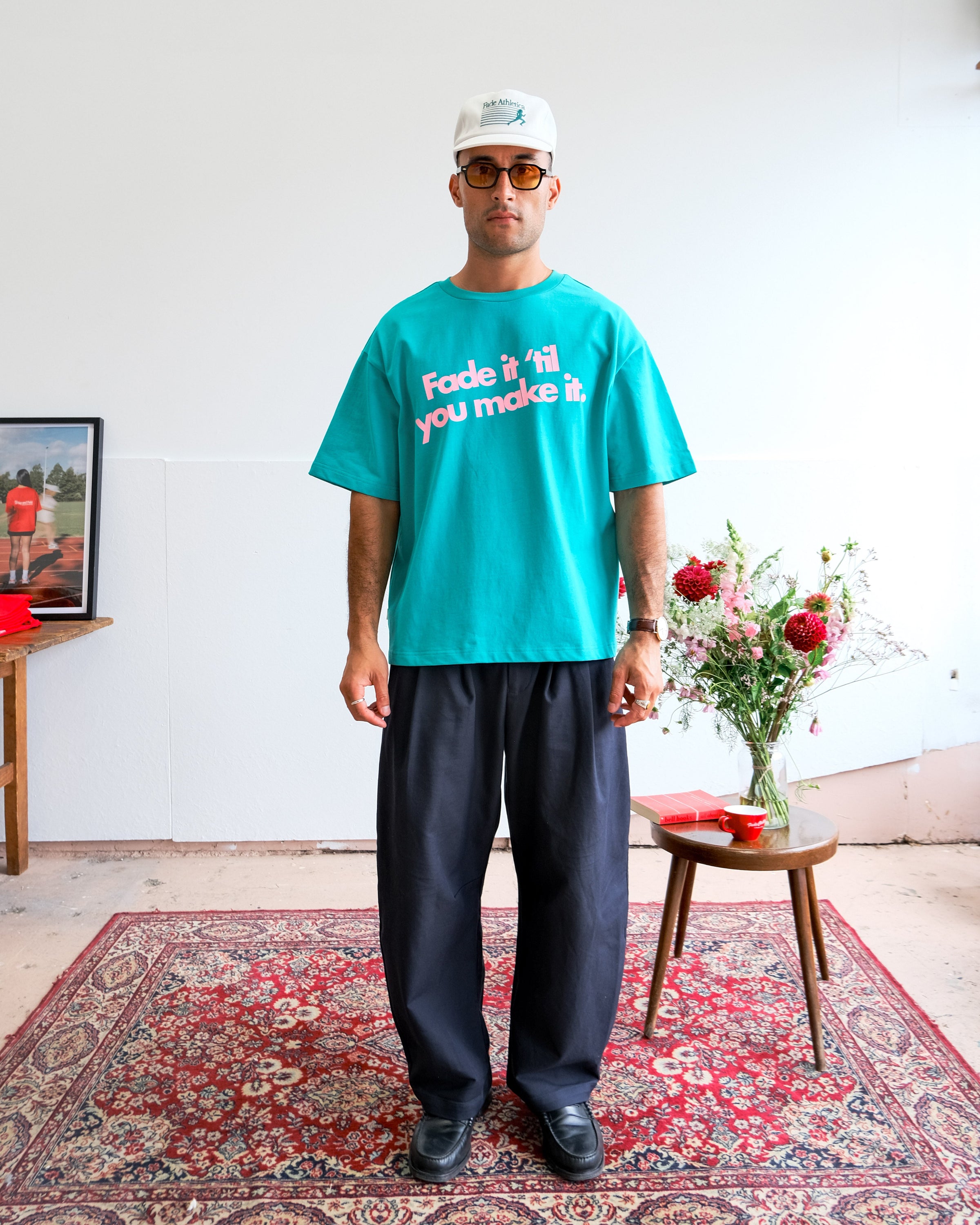 【SATIIIZ】Fade Lettering T-Shirt Fade it 'til you make it Tee - Teal | Fade Clothing