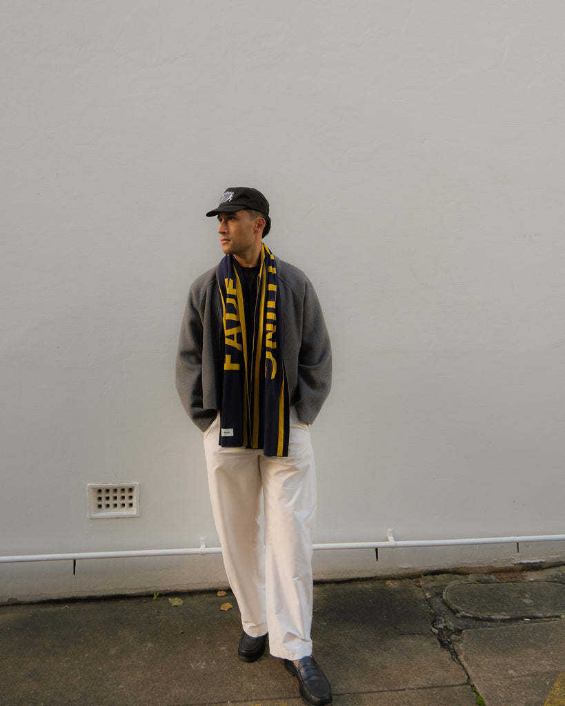 Logo Knit Scarf - Navy/Gold